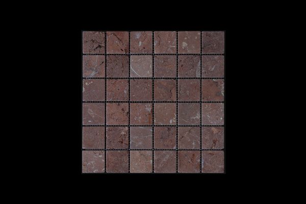 Rosso Chocolate Mosaic 4.8x4.8 DK010 TUMBLED