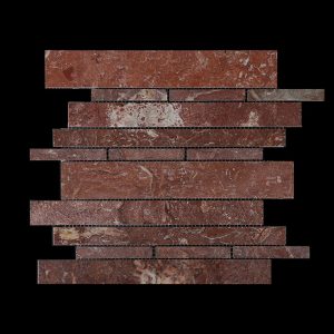 Rosso Chocolate Offset Linear Mosaic DK109 POLISHED