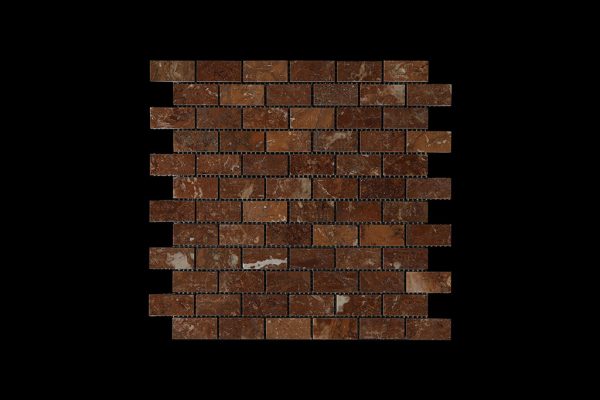 Rosso Chocolate Small Brick Mosaic DK007 POLISHED